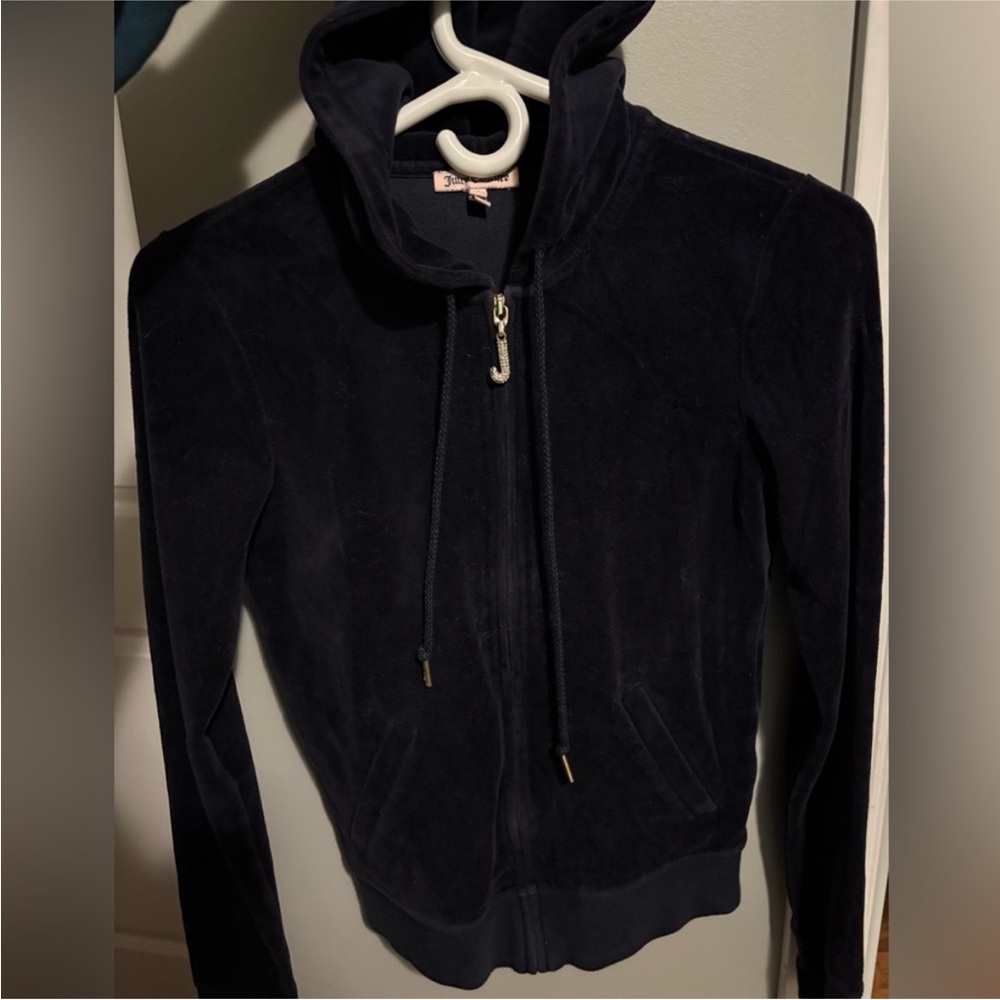 JUICY COUTURE Navy Zip Up Hoodie, Size Small